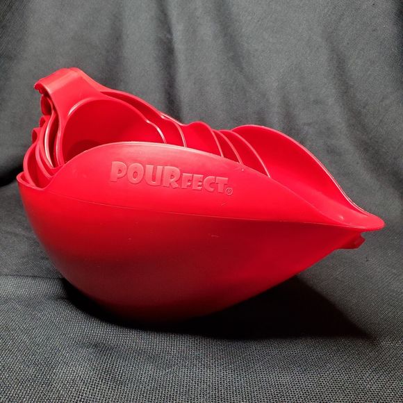 Randy Kaas POURfect Measuring Bowls Red Lot of 6 Handles Mixing Non Skid Bottom - Picture 14 of 15